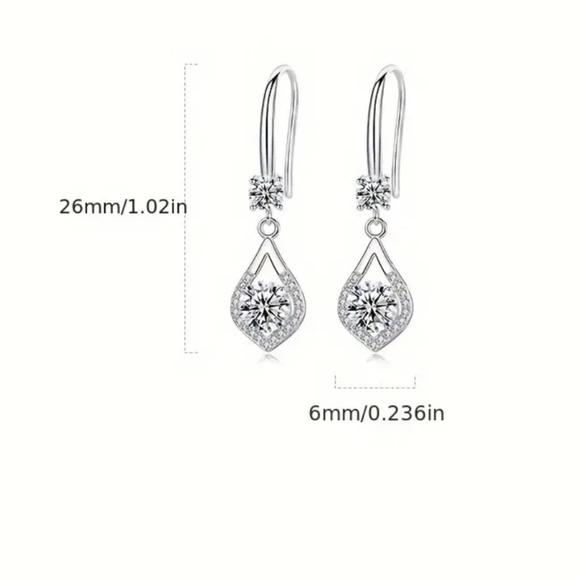 NIB Sterling Silver CZ Water Drop Shaped Earrings - Picture 5 of 6